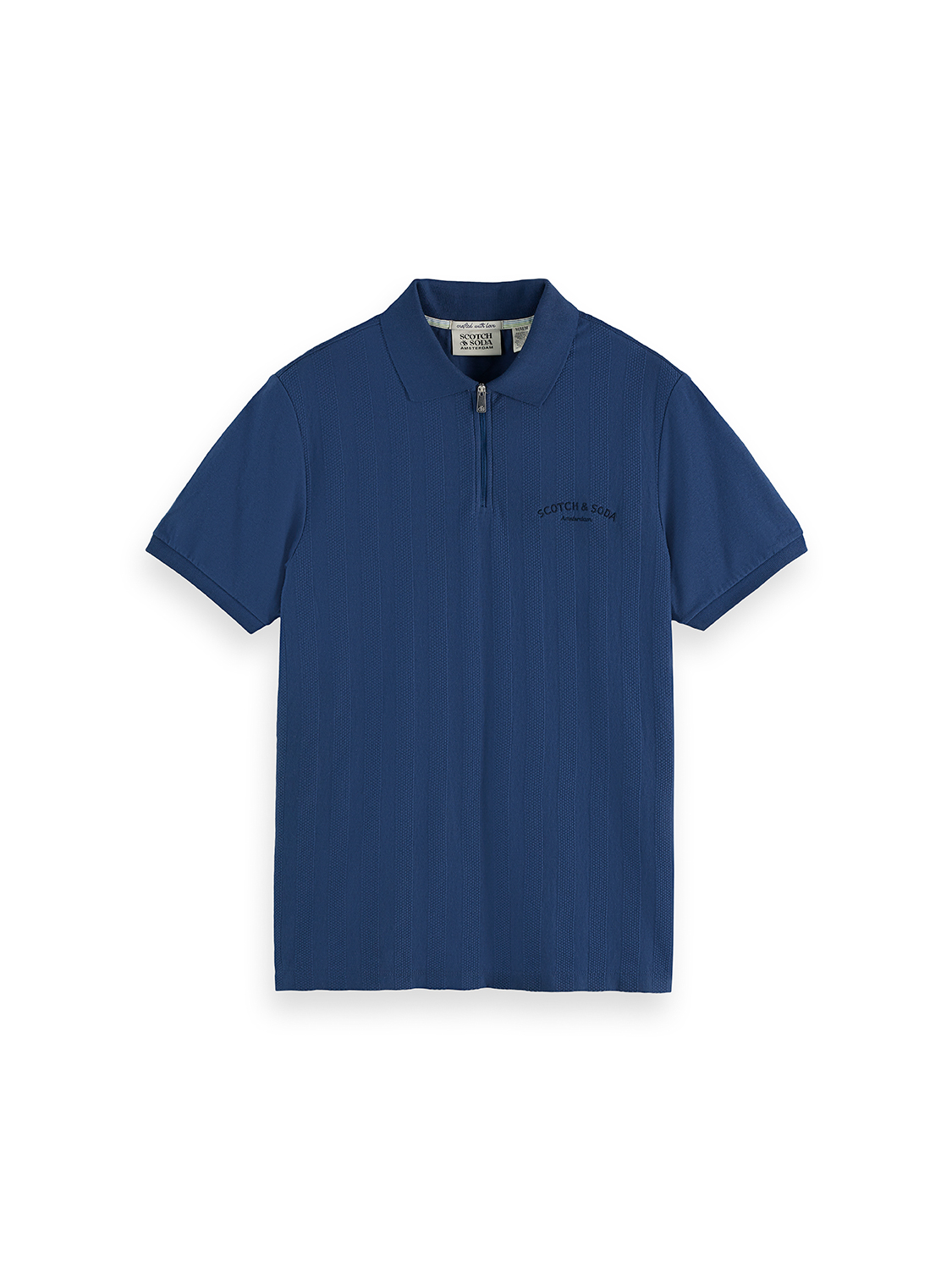 MENS POPCORN PIQUE ZIP POLO