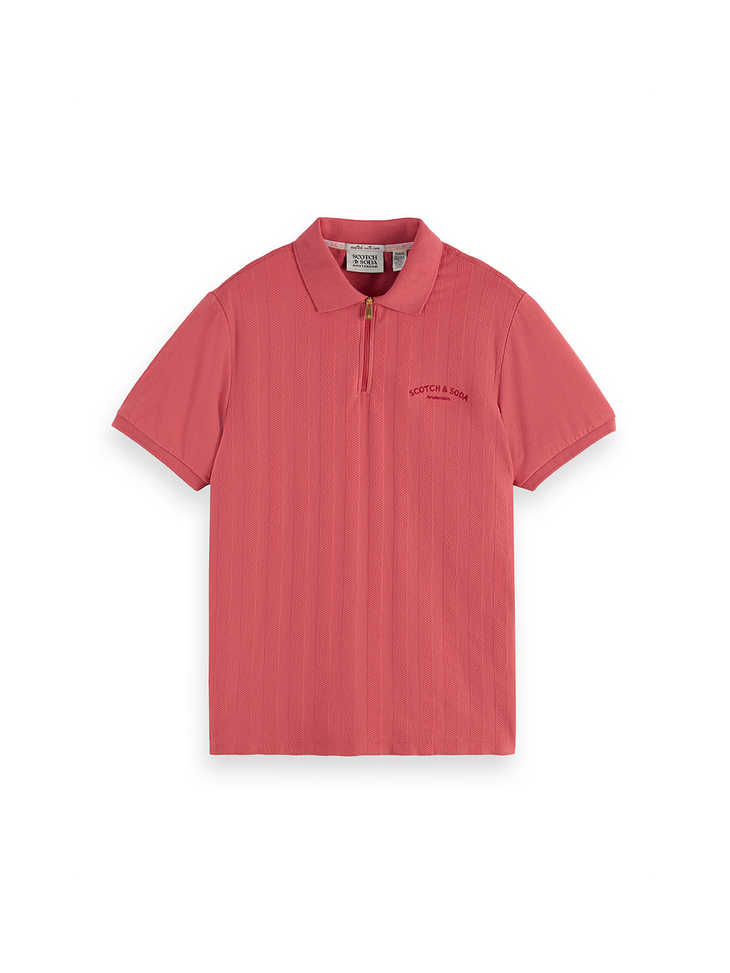 MENS POPCORN PIQUE ZIP POLO