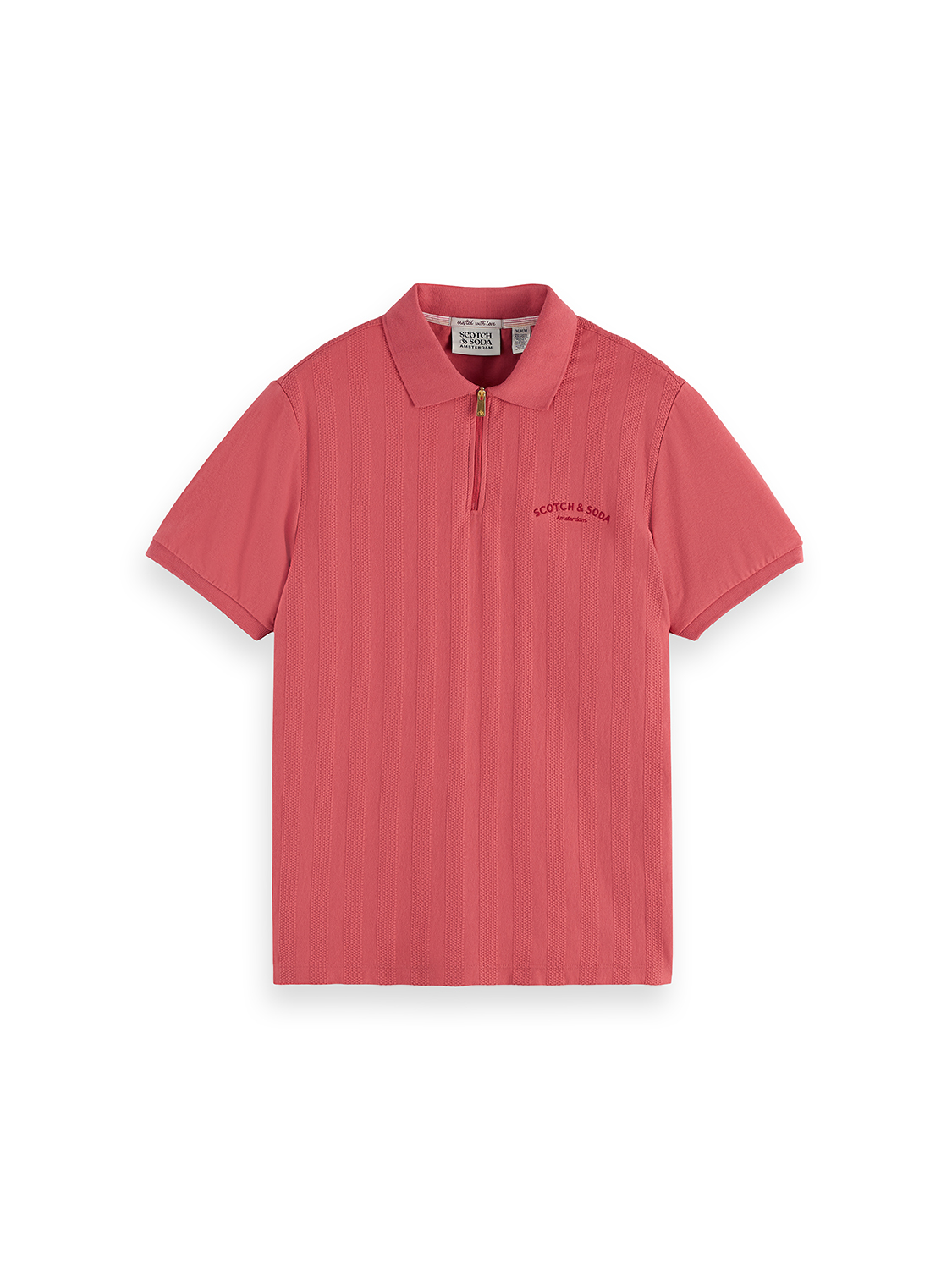 MENS POPCORN PIQUE ZIP POLO