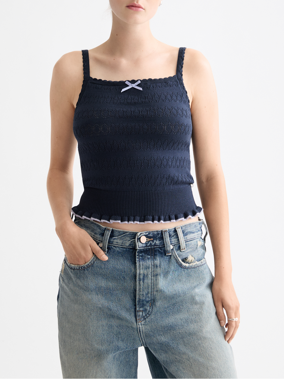 Pointelle knitted tank