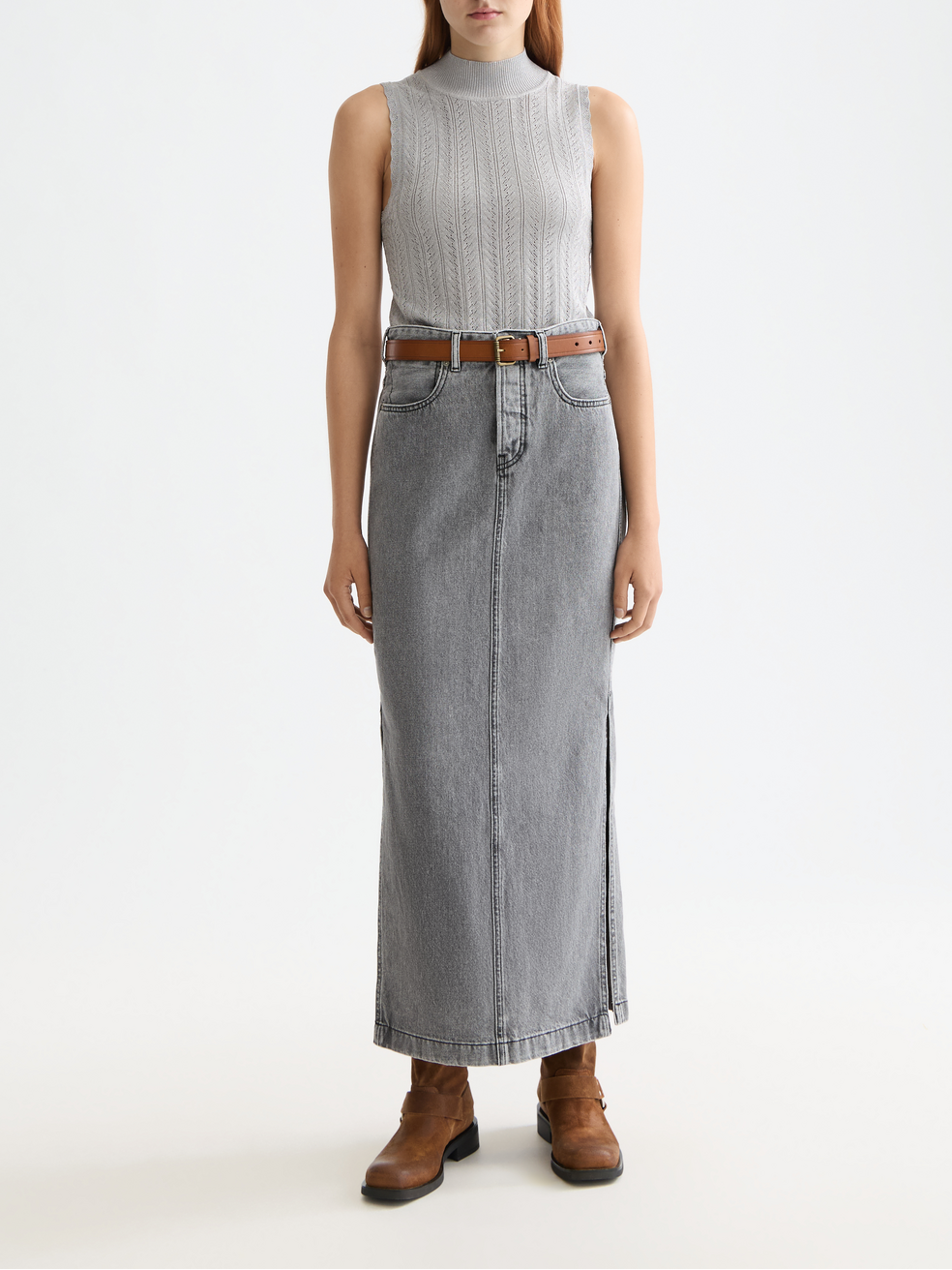 Metallic pointelle knitted tank
