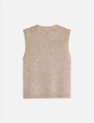 Embroidered Crew Neck Knitted Tank flat lay showing product details by Scotch & Soda