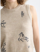 Embroidered Crew Neck Knitted Tank detail shot of fabric and craftsmanship by Scotch & Soda