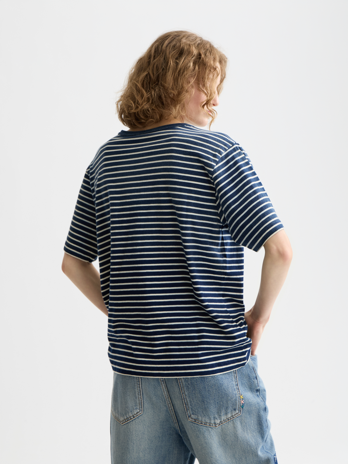 Indigo washed loose T-shirt