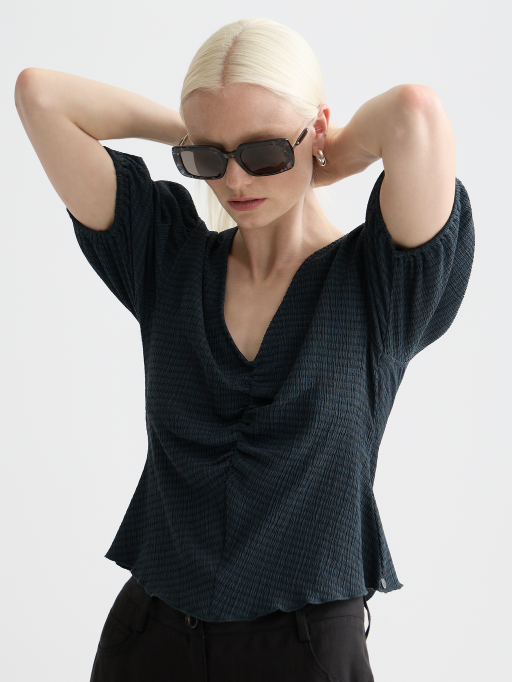 Structured V-neck top