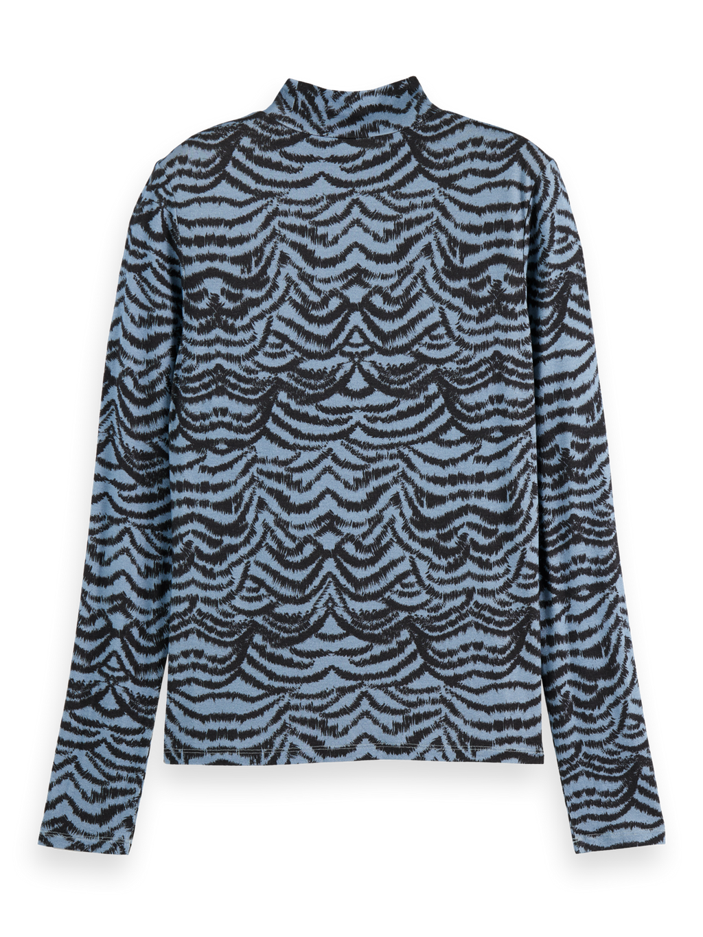 All over printed mock neck long sleeve T-shirt