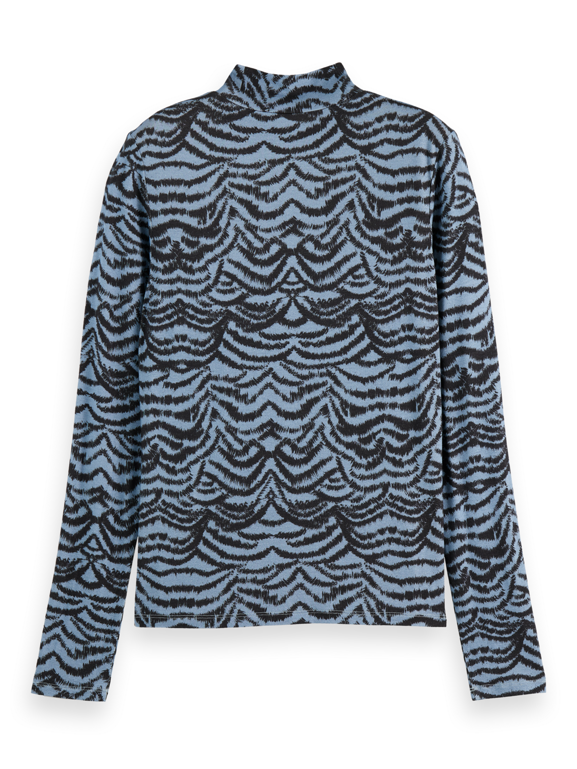 All over printed mock neck long sleeve T-shirt