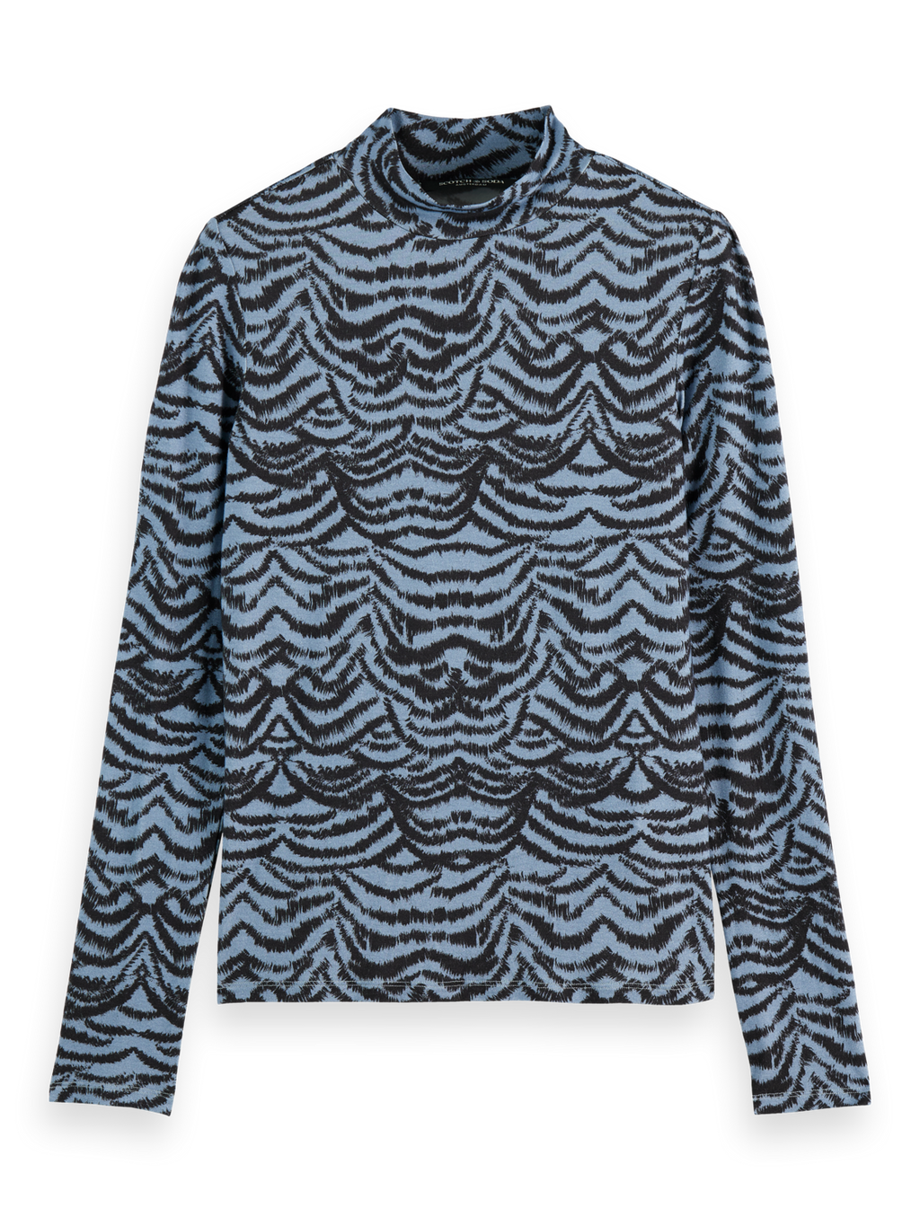 All over printed mock neck long sleeve T-shirt