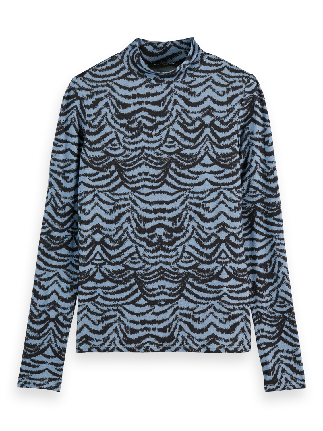 All over printed mock neck long sleeve T-shirt