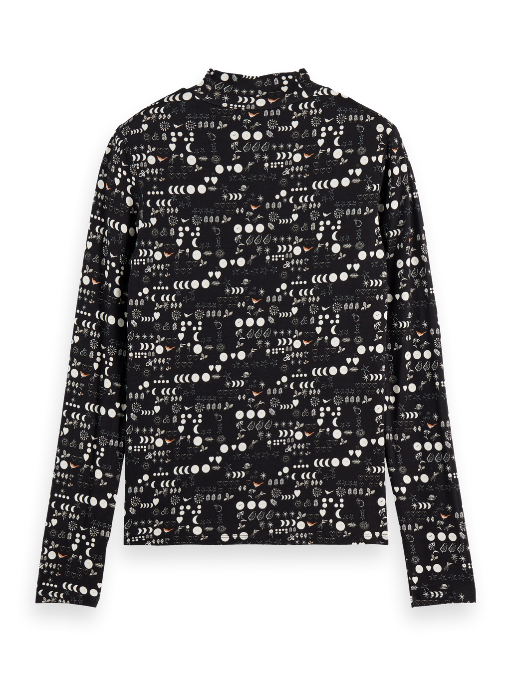 All over printed mock neck long sleeve T-shirt