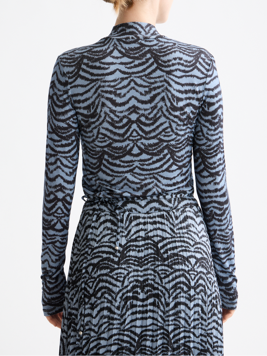 All over printed mock neck long sleeve T-shirt