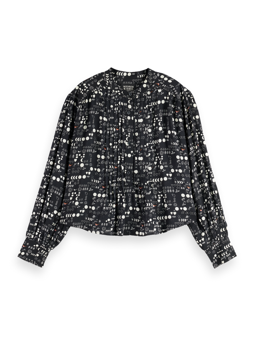Printed pintuck shirt