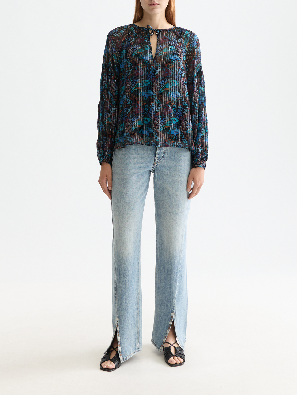 Printed top with ties