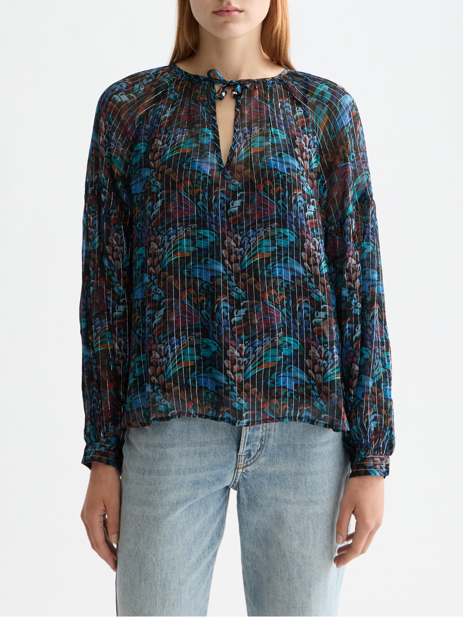 Printed top with ties