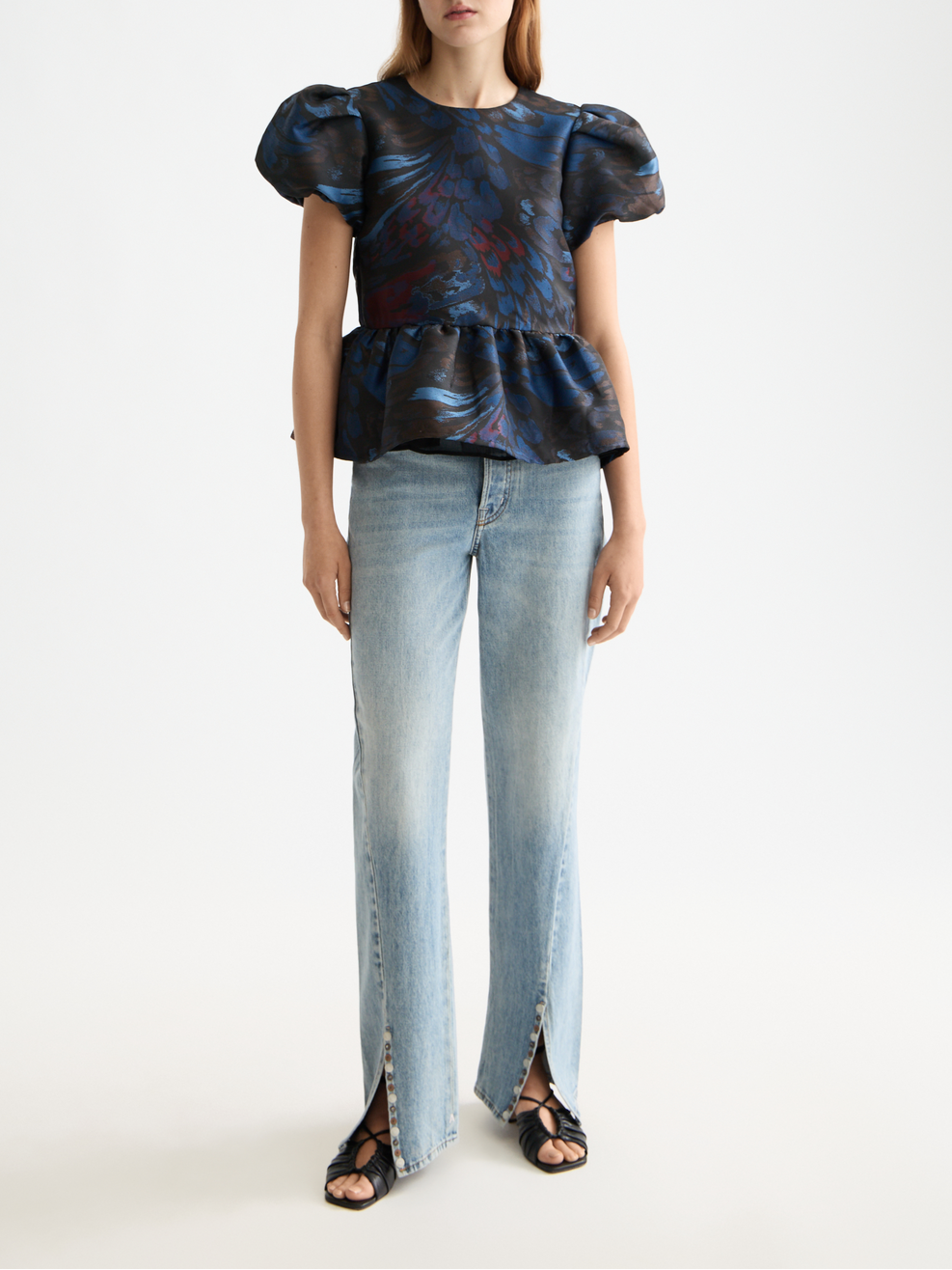 Short sleeve top with peplum