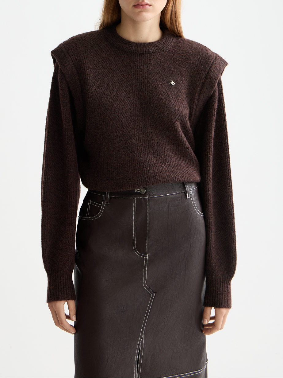 Shoulder detail crew neck pullover