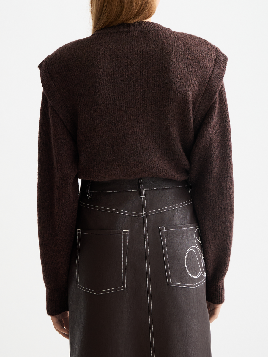 Shoulder detail crew neck pullover