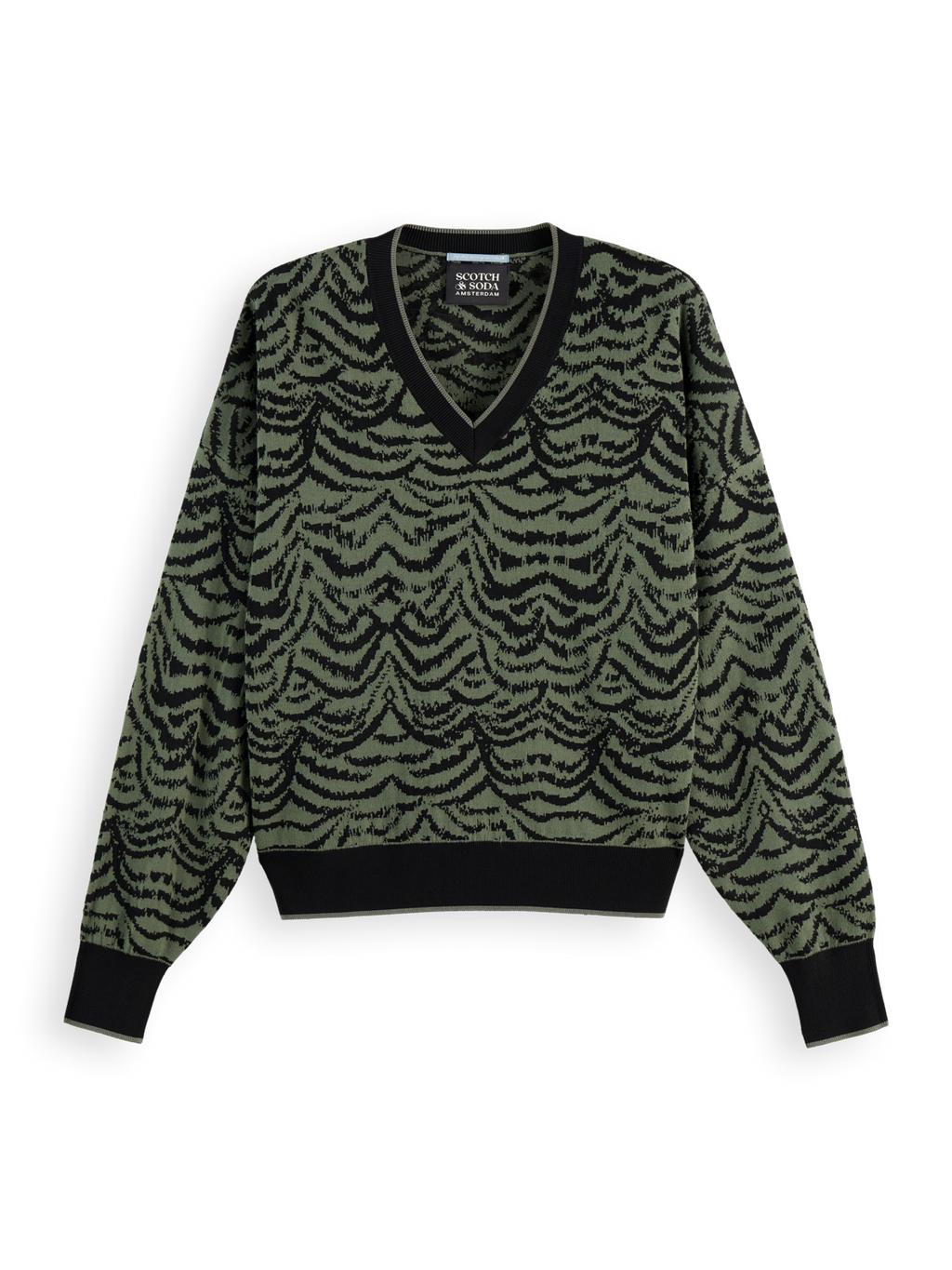 Jacquard V-neck pullover