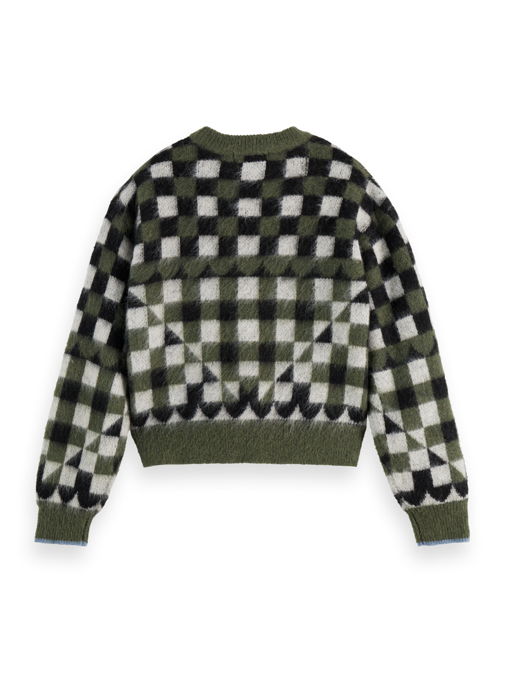Fuzzy jacquard pullover