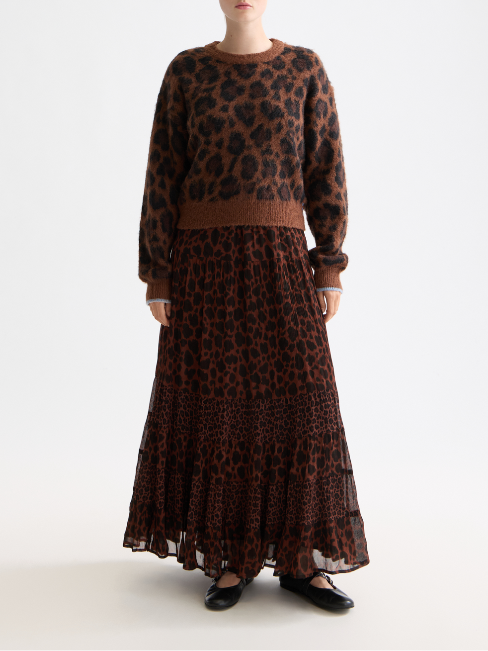Fuzzy jacquard pullover