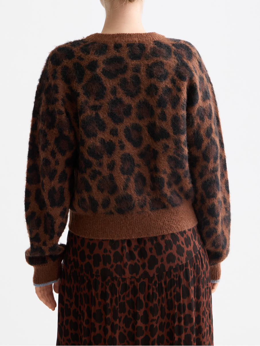 Fuzzy jacquard pullover
