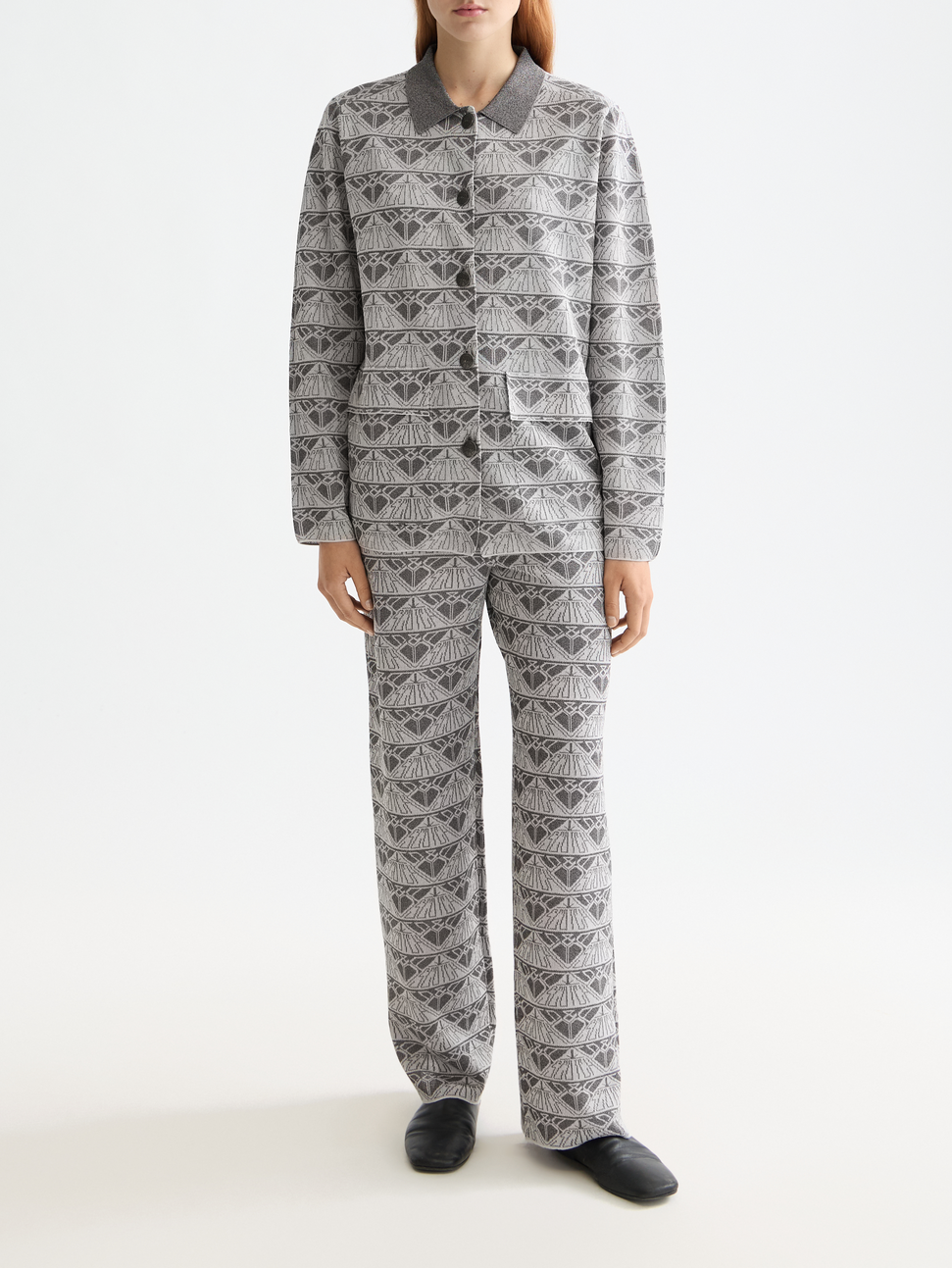 Jacquard knitted jacket