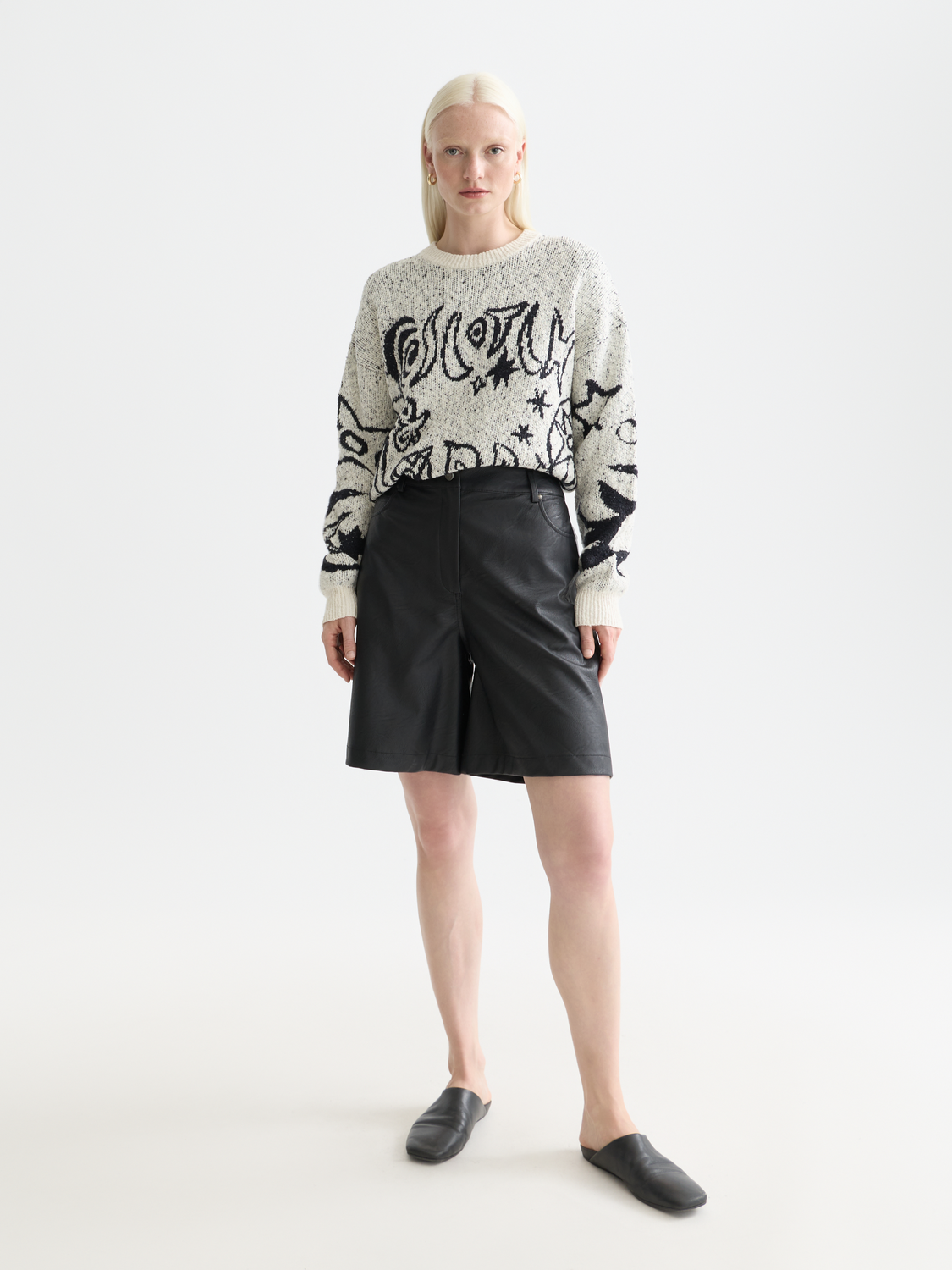 Jacquard motif oversized pullover