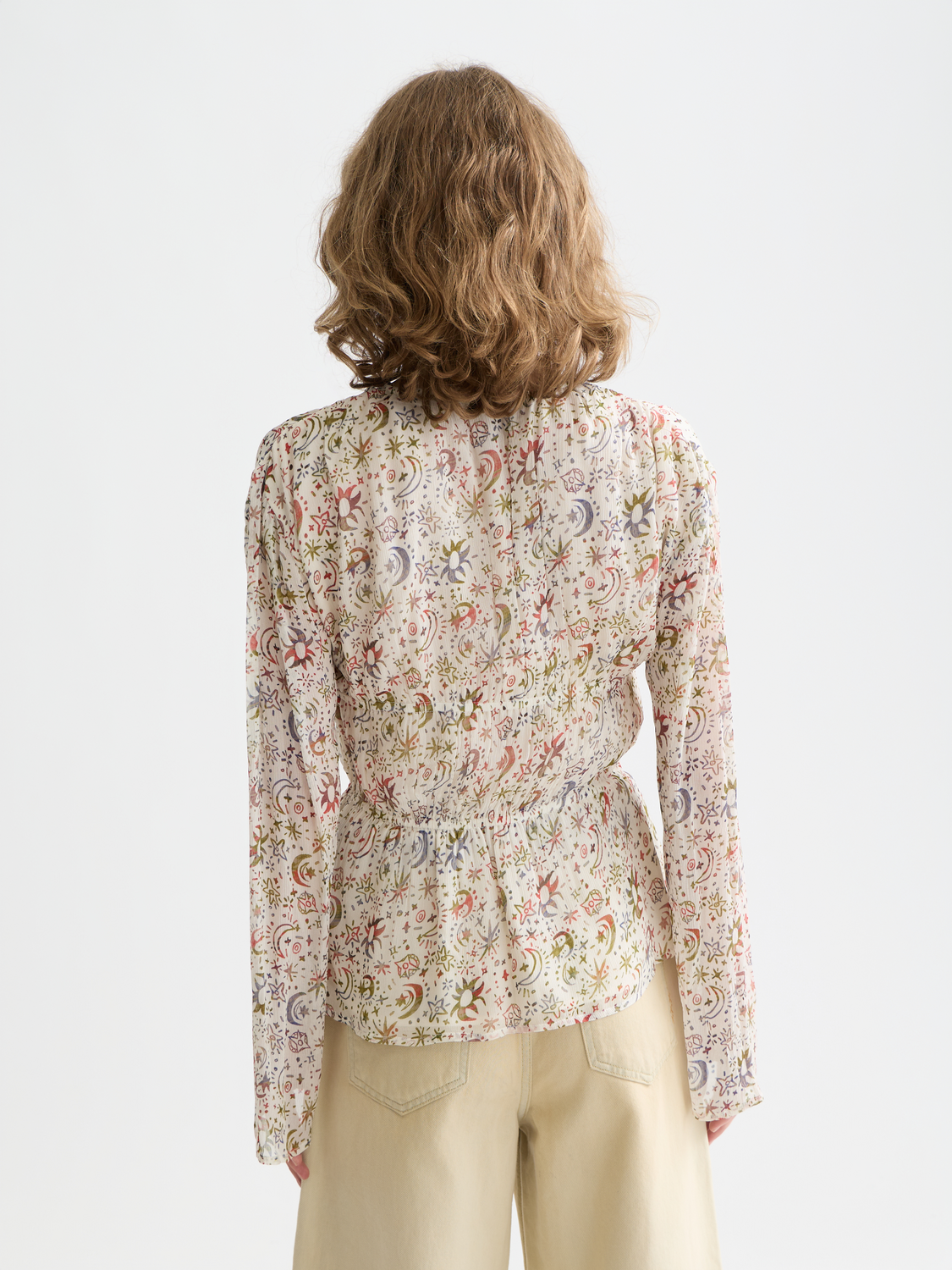 Printed Tie-Neck Woven Top