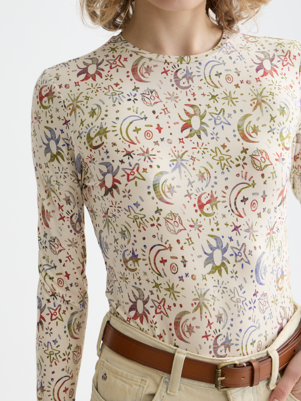 Printed long sleeve top