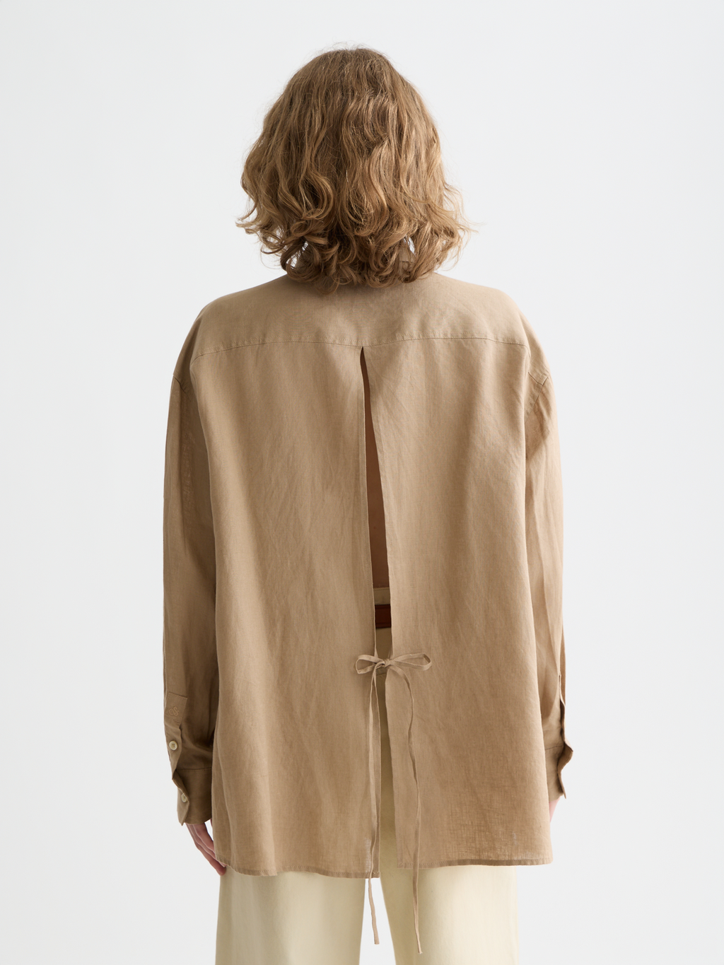 Linen back tie shirt