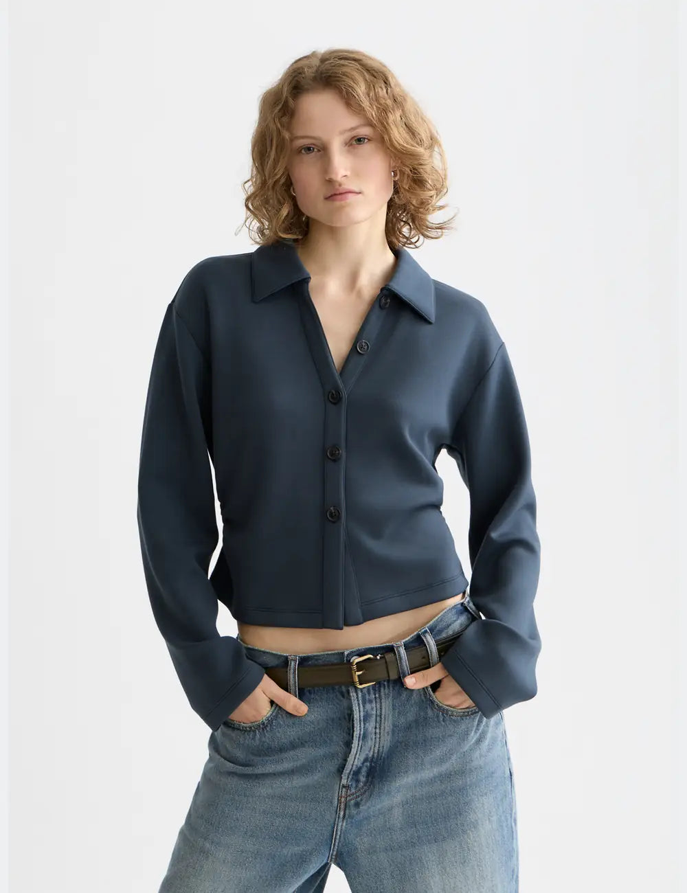 Midnight Iz Modal Shirt close-up on model by Scotch & Soda