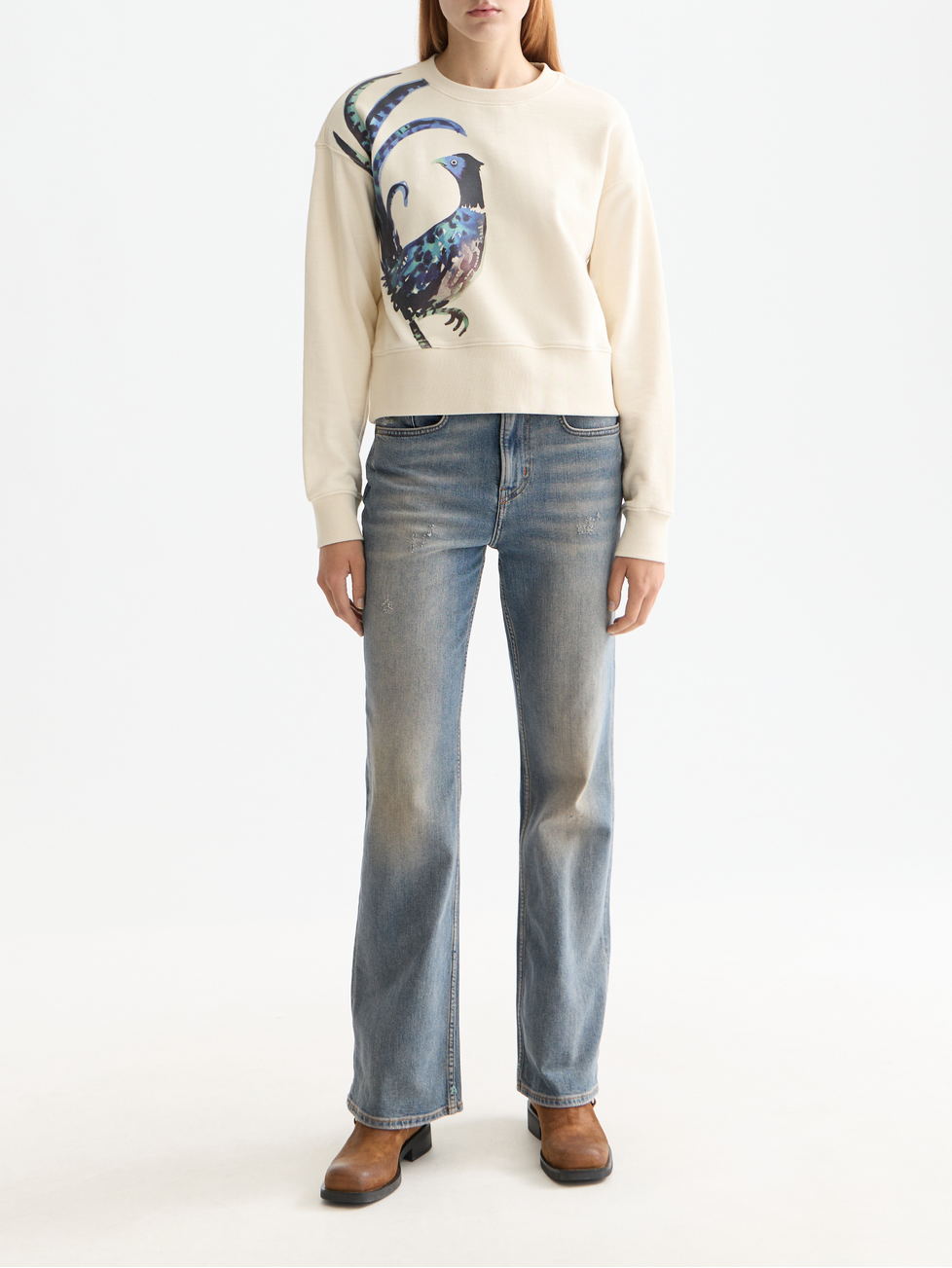 Washed artwork loose sweater