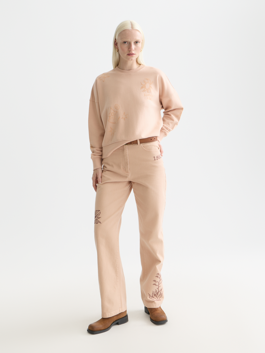Relaxed flock print sweatshirt