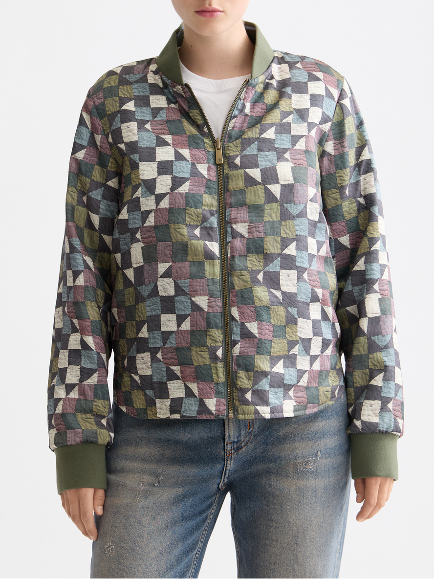 Reversible quilted bomber