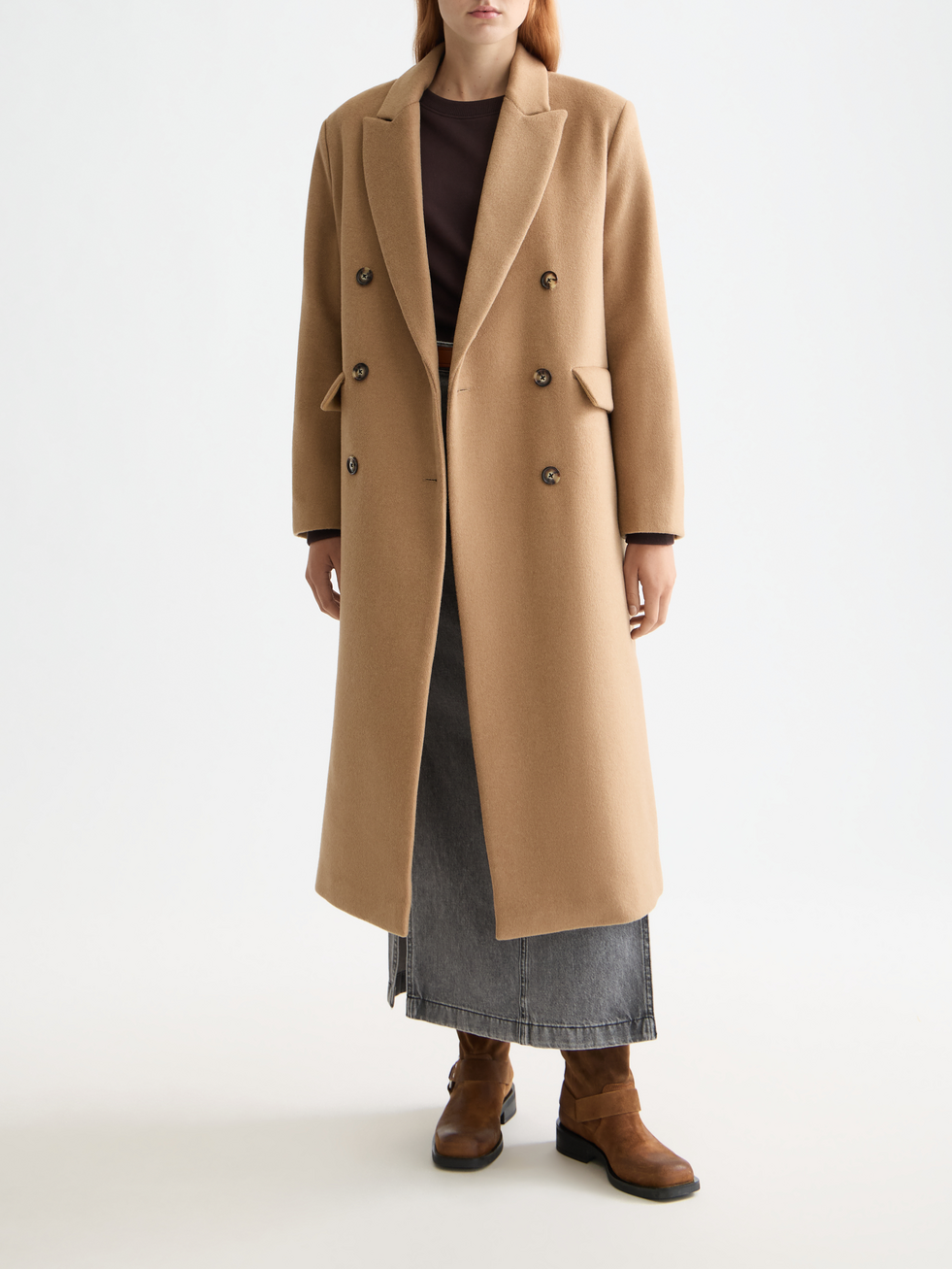 Double Breasted Tailored Wool blend Coat