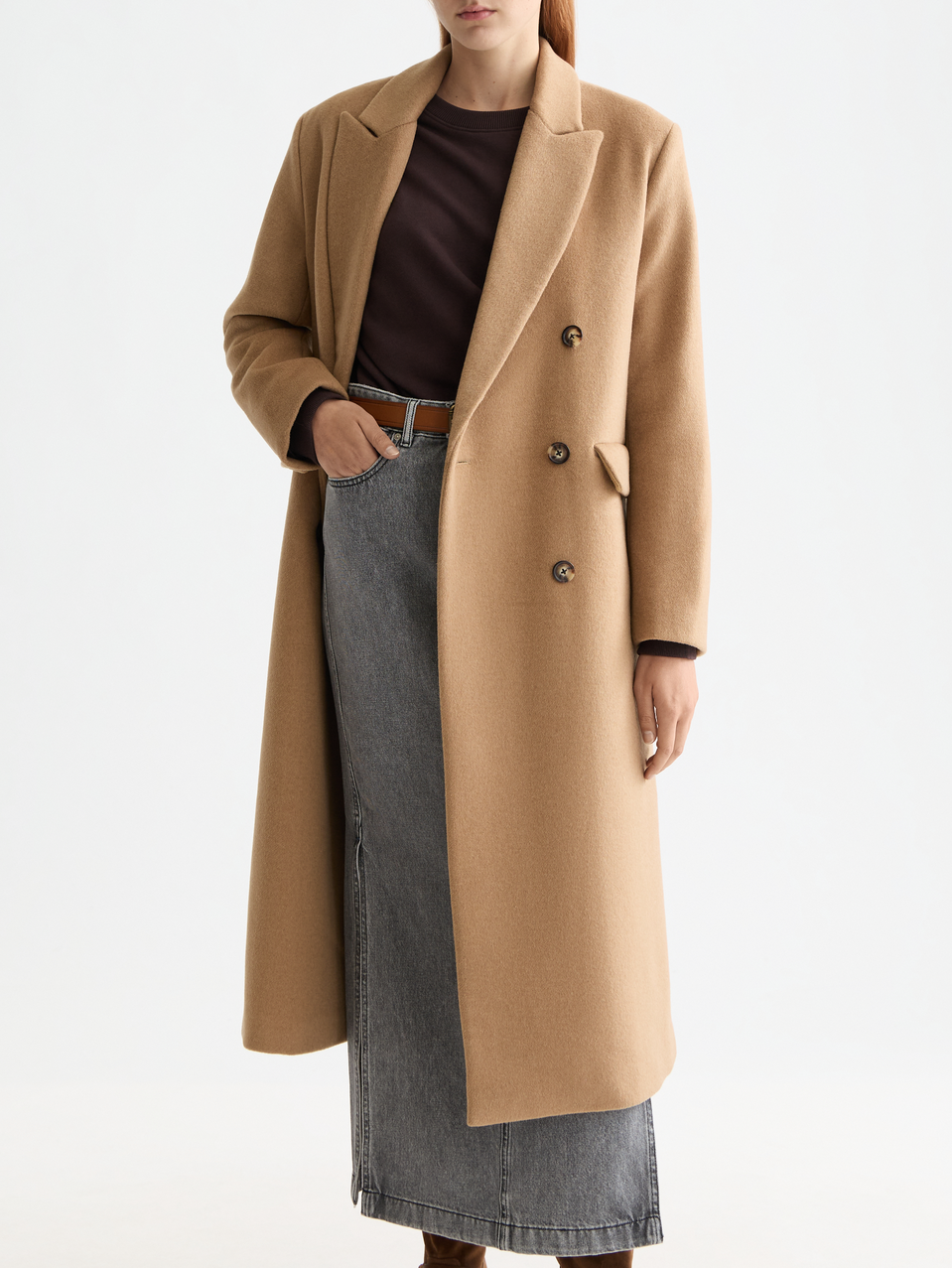 Double Breasted Tailored Wool blend Coat