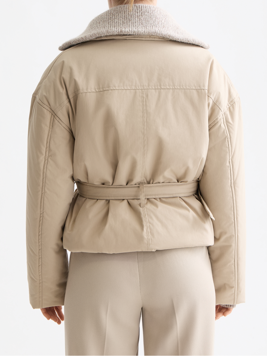Lightweight padded poplin trench