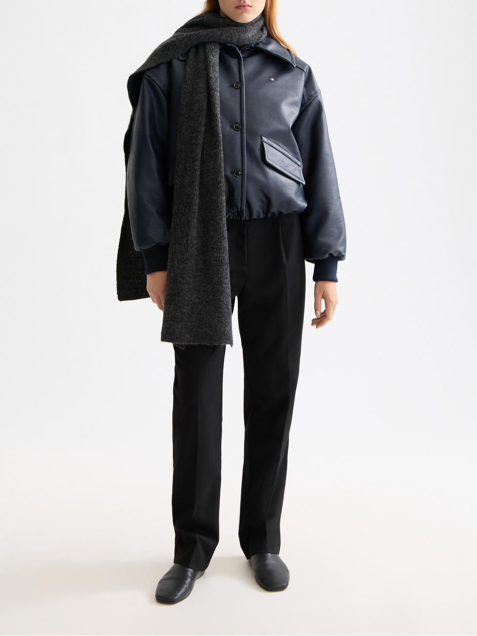 Vegan leather bomber jacket