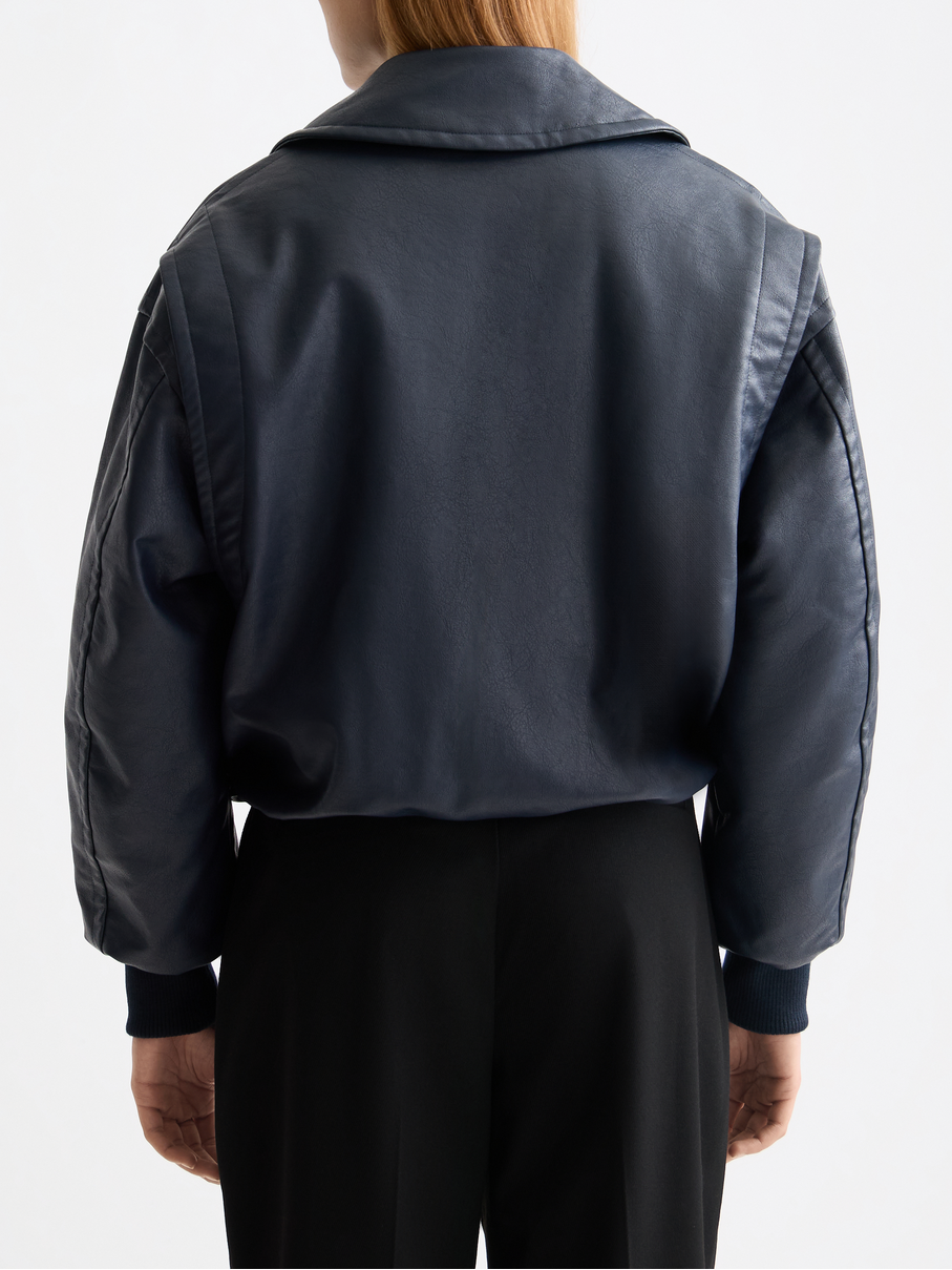 Vegan leather bomber jacket