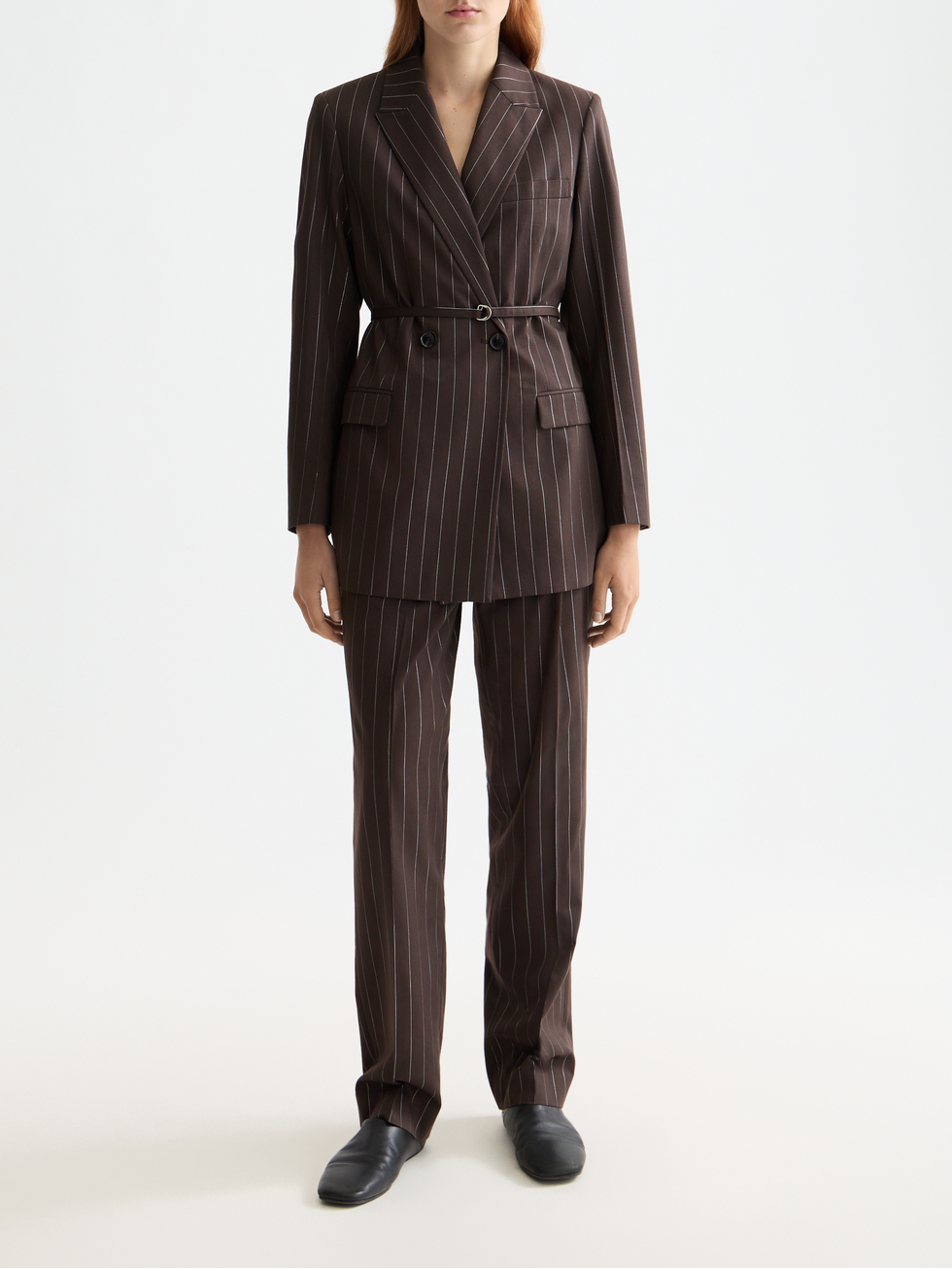 Double breasted lurex pinstripe blazer
