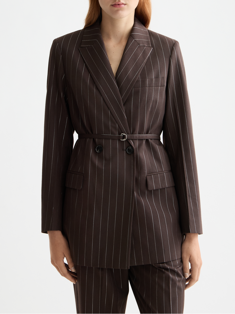 Double breasted lurex pinstripe blazer