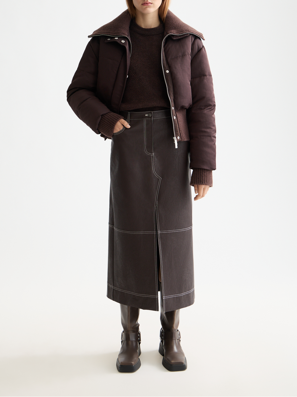 Vegan Leather midi skirt
