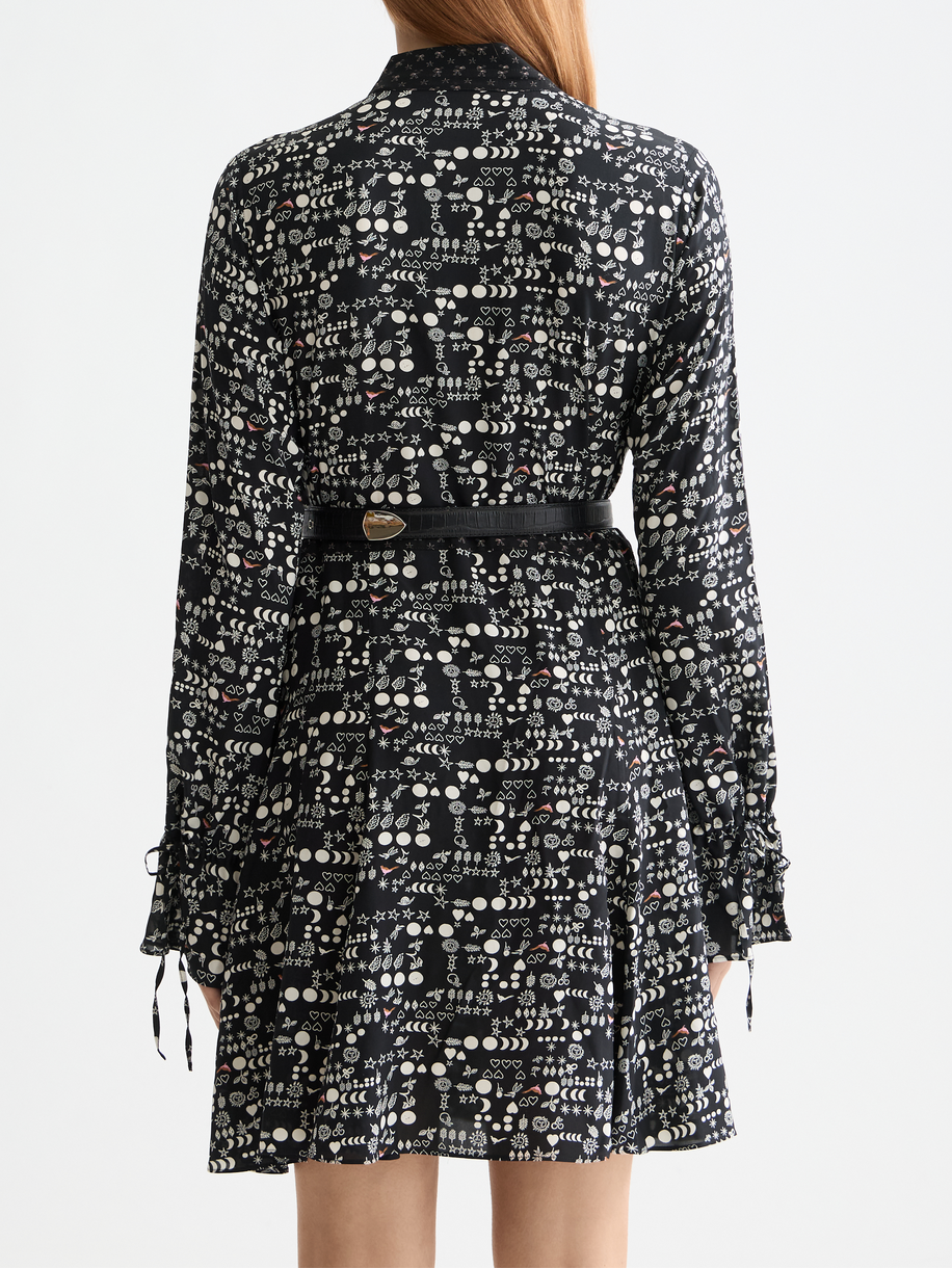 Printed long sleeve mini dress