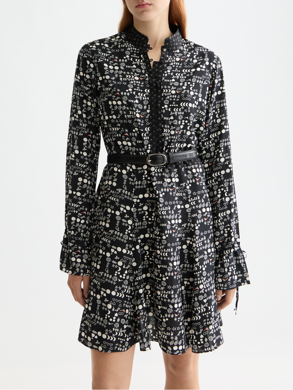 Printed long sleeve mini dress