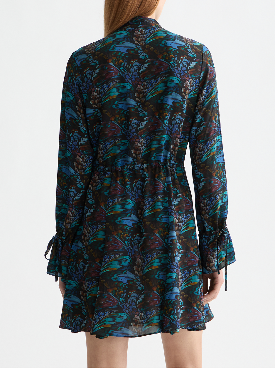 Printed long sleeve mini dress