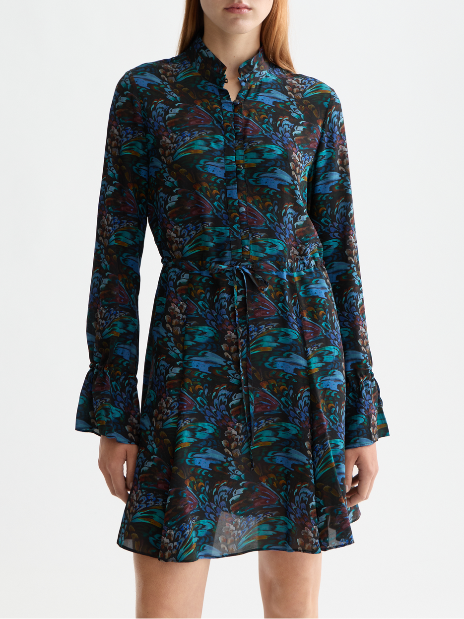 Printed long sleeve mini dress