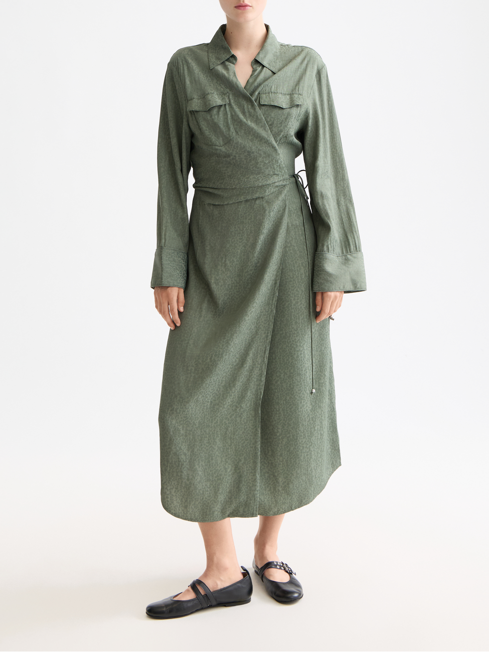 Draped midi wrapdress