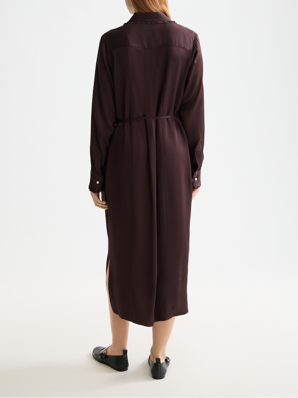 Midi ruffle shirt dress