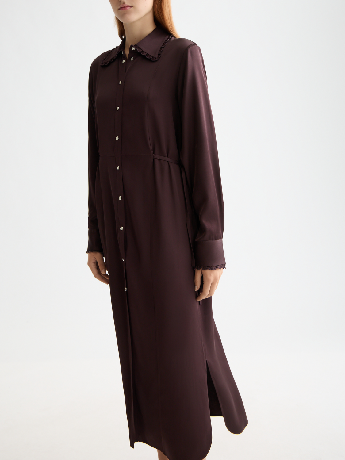 Midi ruffle shirt dress