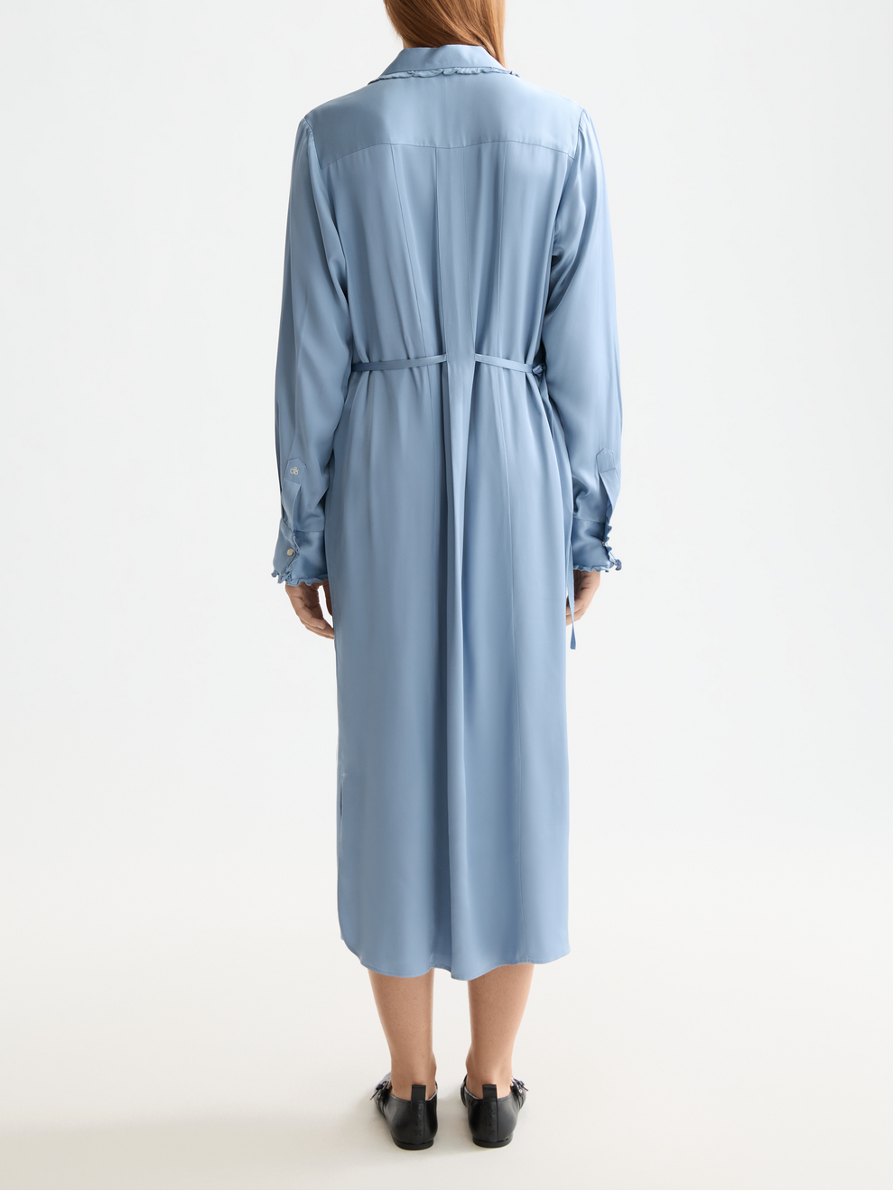 Midi ruffle shirt dress